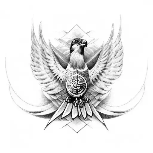 A Corinthians logo incorporated into the feathers of a hawk tattoo design idea