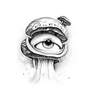 mushroom with eyes tattoo design idea