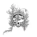 dark forrest with a shiny moon  tattoo design idea