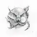 dark forrest with a shiny moon  tattoo design idea