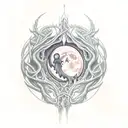 dark forrest with a shiny moon  tattoo design idea
