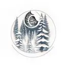 dark forrest with a shiny moon  tattoo design idea