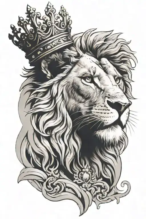 lion wearing a crown  tattoo design idea