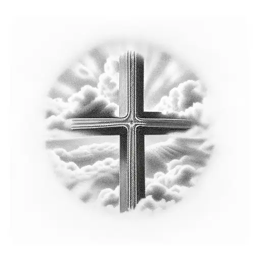 Christian Cross in the Clouds tattoo design idea