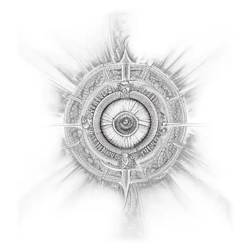 Cross with Sunshine around it in the Clouds tattoo design idea