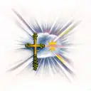 Cross with Sunshine around it in the Clouds tattoo design idea