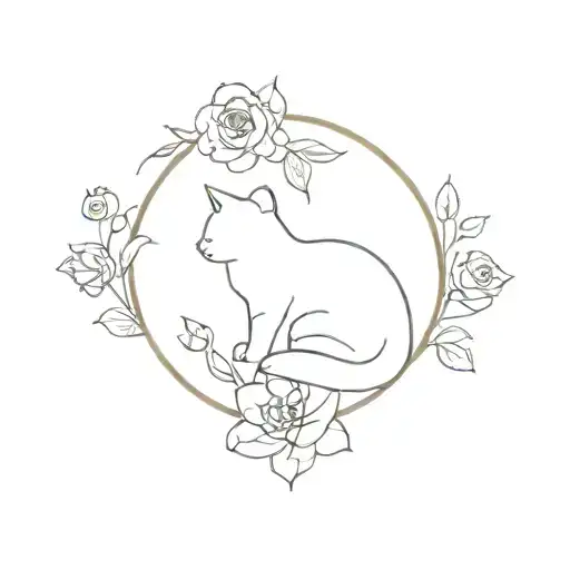 hams, flowers, and cat tattoo design idea