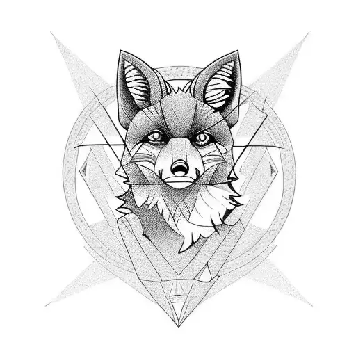 tattoo of barrett and htr2000 sniper rifles crossed above cruel smiling fox tattoo design idea