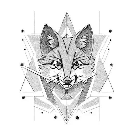 barrett and htr2000 sniper rifles crossed above cruel smiling fox tattoo design idea