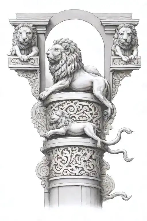 takhte jamshid pillar with persepolis lions on top  tattoo design idea