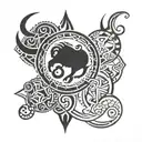 libra gemini taurus autline tattoo design idea