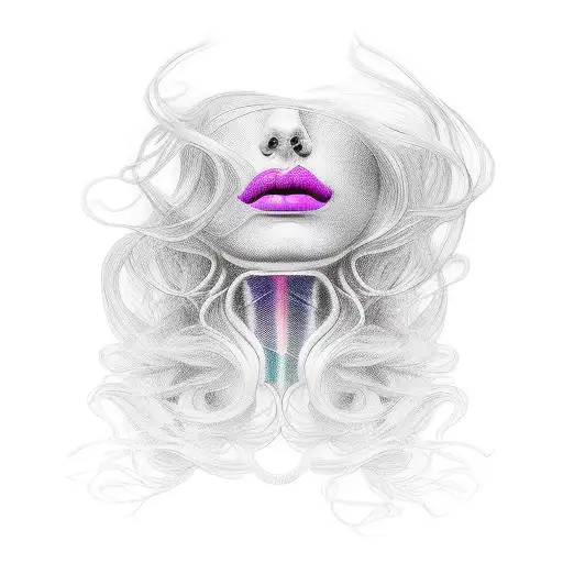 line work, long and with curls tattoo design idea