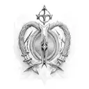 three swords in crown tattoo design idea