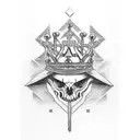 three swords in crown tattoo design idea