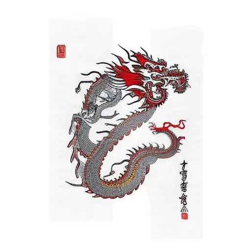 a vietnamese map comebine with dragon and vietnamese traditional drum tattoo design idea