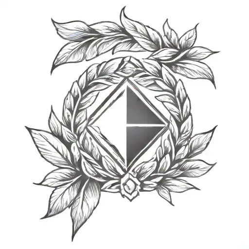 A laurel wreath with a diamond shape inside it tattoo design idea