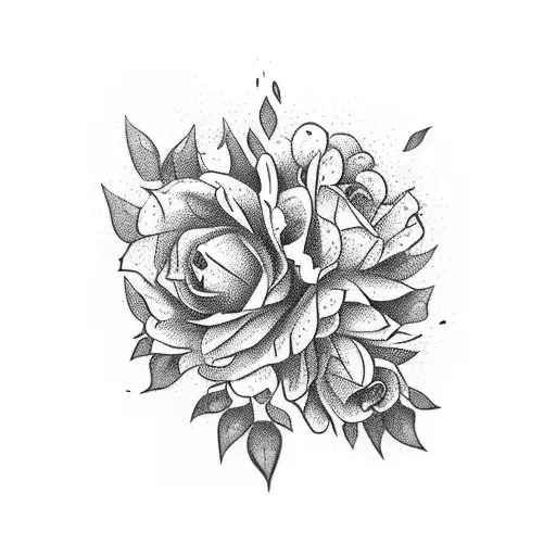 A glass of wine transforming into a bouquet of vibrant flowers, symbolizing the joy of indulgence tattoo design idea