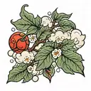 Cloud Japanese Leafs Cherry tattoo design idea