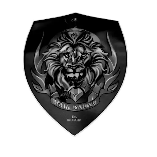 a shield with a lion's head on it tattoo design idea