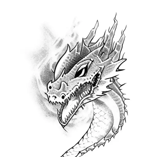 baby dragon in nest tattoo design idea