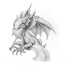 baby dragon in nest tattoo design idea