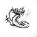 baby dragon in nest tattoo design idea