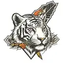white tiger and arrow tattoo design idea