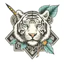 white tiger and arrow tattoo design idea