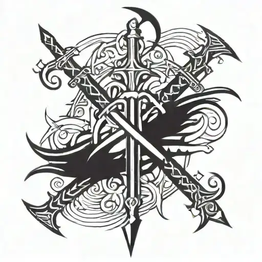 crossed swords tattoo design idea
