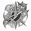 crossed swords tattoo design idea
