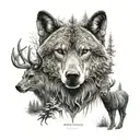 deer, bear, wolf tattoo design idea
