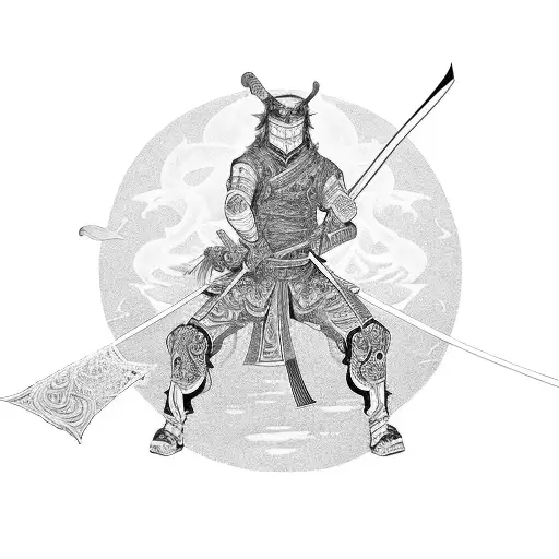 A katana with an intricate red thread of fate intertwined in the design tattoo design idea