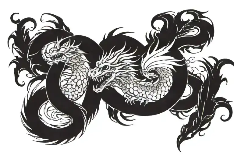 dragon breathing fire tattoo design idea