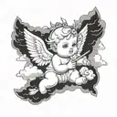 baby Cupid in clouds  tattoo design idea