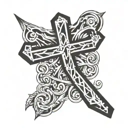 three nails cross tattoo design idea