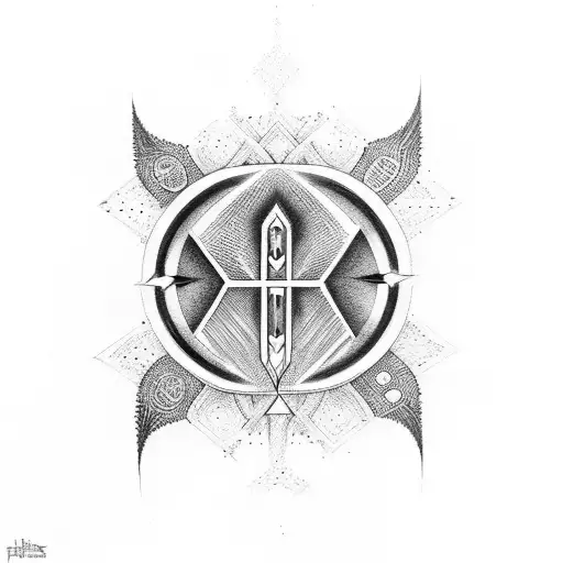 Ankh Symbol and Hawk tattoo design idea