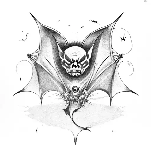 undead bat tattoo design idea
