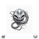 alien in a snake pit ufo tattoo design idea