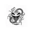 alien in a snake pit ufo tattoo design idea