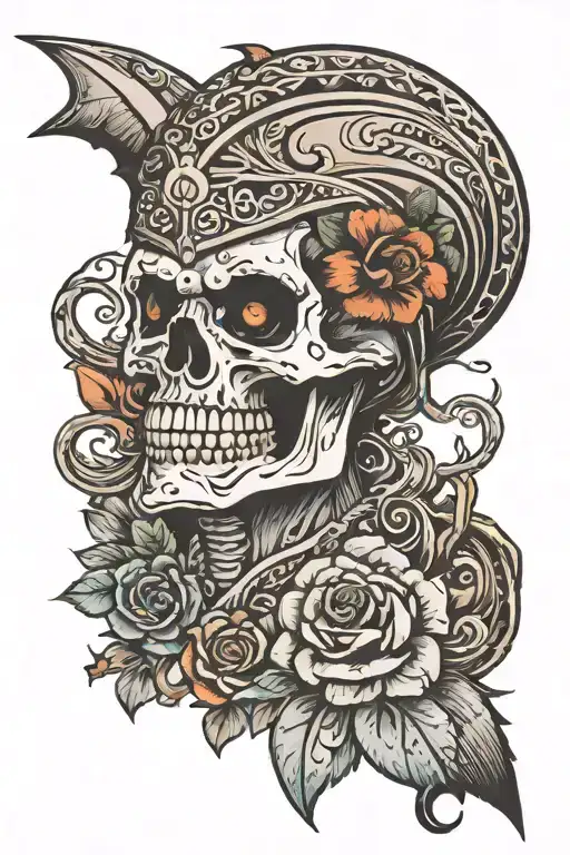 grem reaper memento mor pankh with govind tattoo design idea