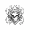 laurel wreath with tragedy mask tattoo design idea