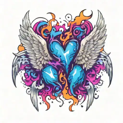 angel and devil wings on chest tattoo design idea