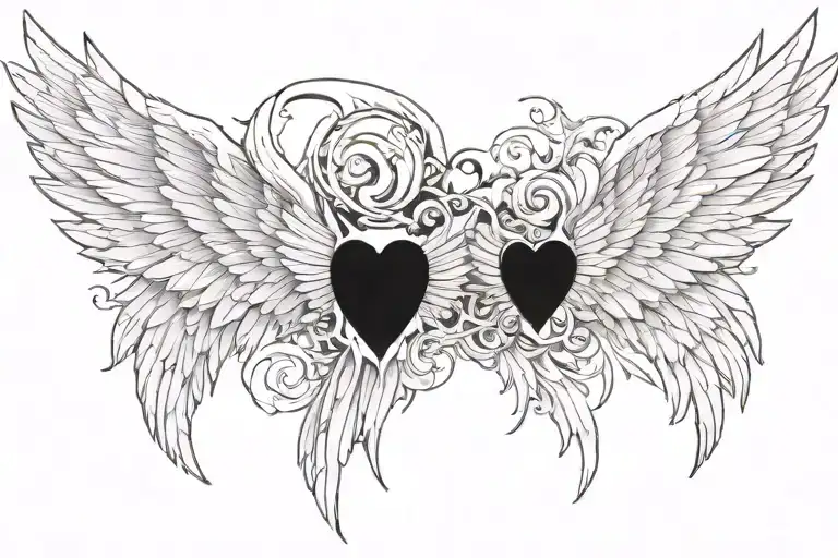 angel and devil wings on chest tattoo design idea