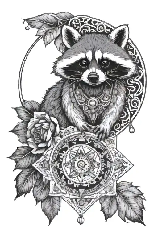 racoon mandala design incorporating elements tattoo design idea