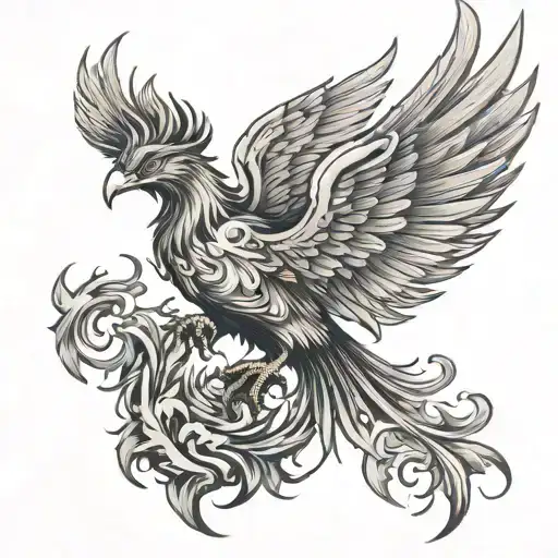 Phoenix rising from ashes tattoo design idea