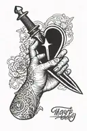 Hand removing dagger from a heart tattoo design idea