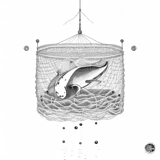 humpback bubble net tattoo design idea