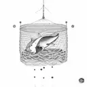 humpback bubble net tattoo design idea