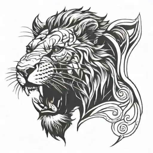 Combine the concept of blackout with a striking image of a roaring lion on your arm, representing power and confidence tattoo design idea