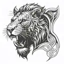Combine the concept of blackout with a striking image of a roaring lion on your arm, representing power and confidence tattoo design idea